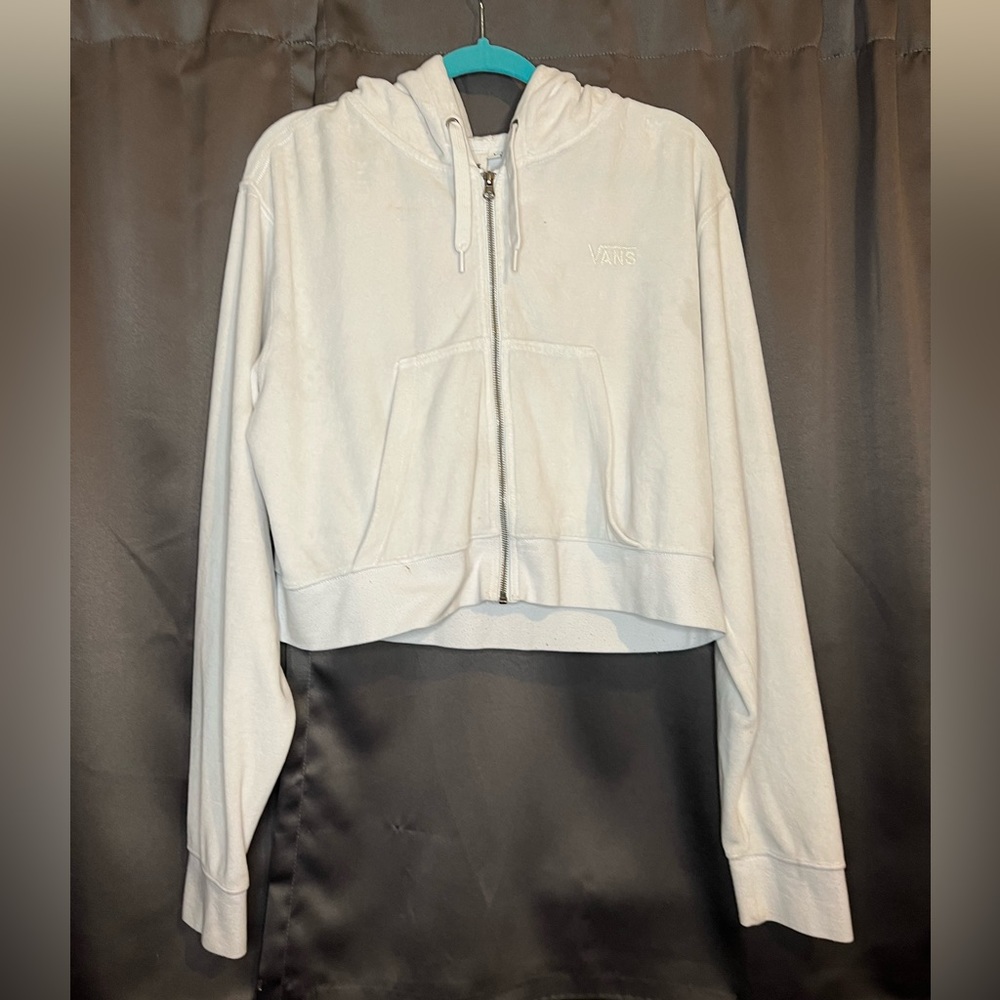 White Vans cropped, zip up jacket